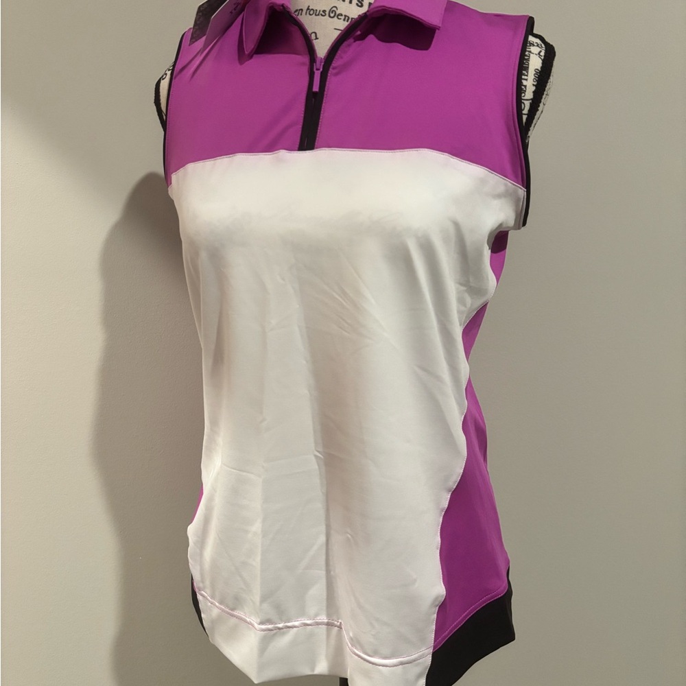 Lady Hagen Purple and White Sleeveless Tank Top